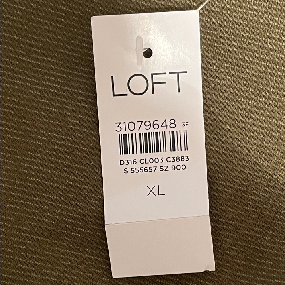 Loft Olive Green Ribbed Button-Front Dress w/ 3/4 Sleeves NWT | Size XL - Picture 12 of 15